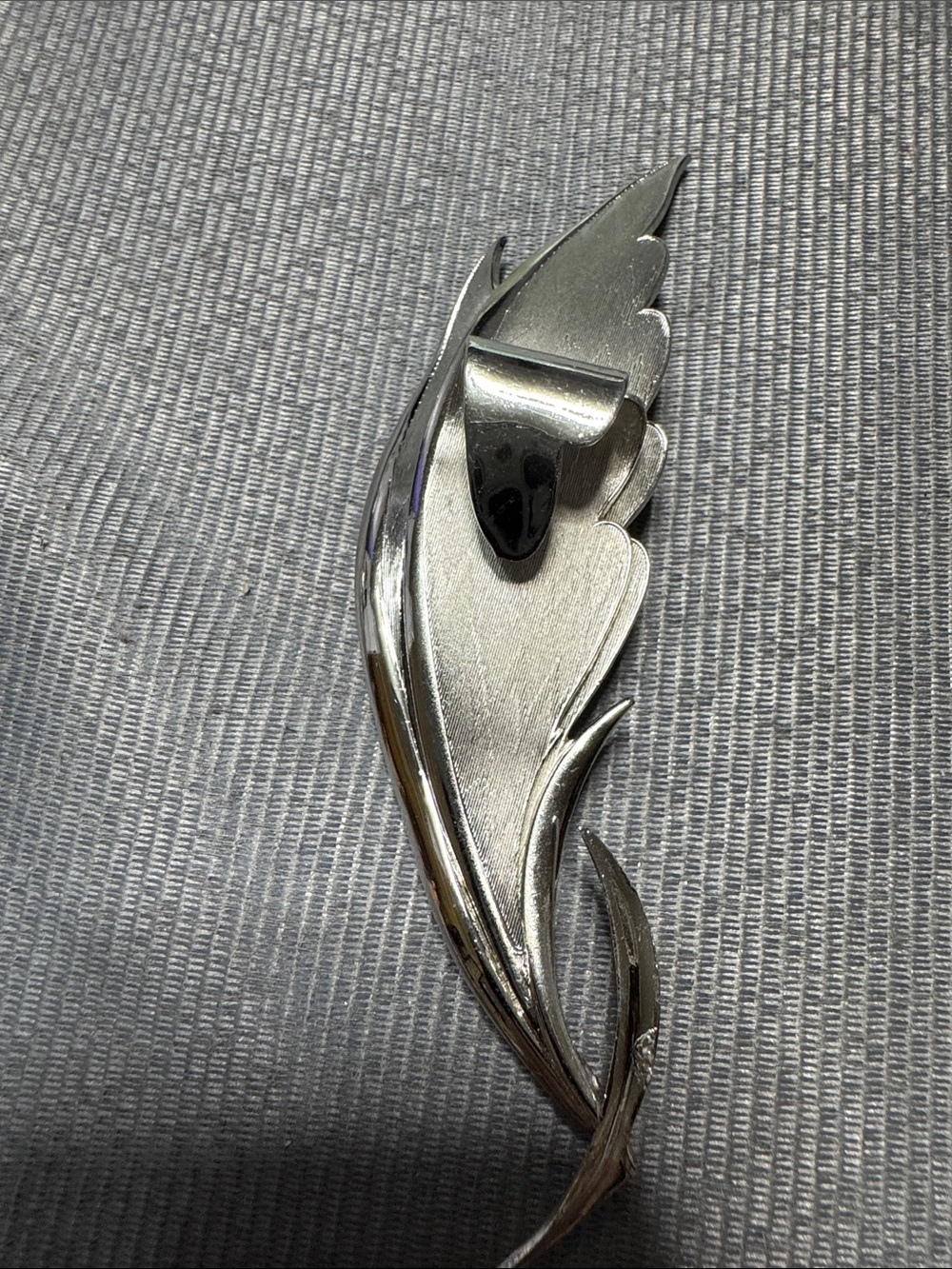 Vintage Coro Silver-Tone Leaf Wing Brooch